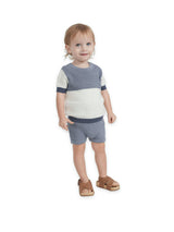 Mutli Textured Contrast Knit Shorts Set
