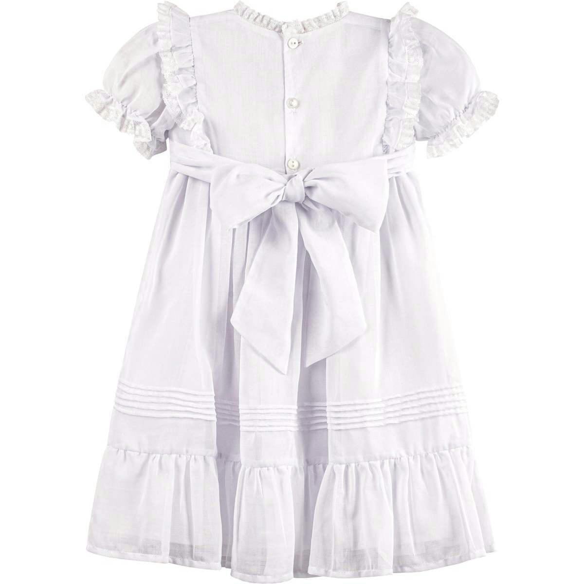 White Voile & Lace Tea Length Wedding Dress