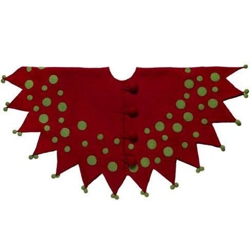 Handmade Felt Jester Red and Green Christmas Tree Skirt 60"