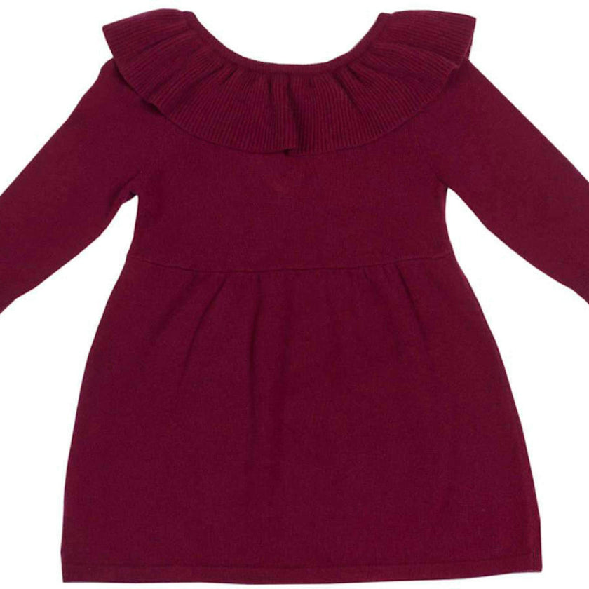 Ruffled V Dress | 100% cashmere