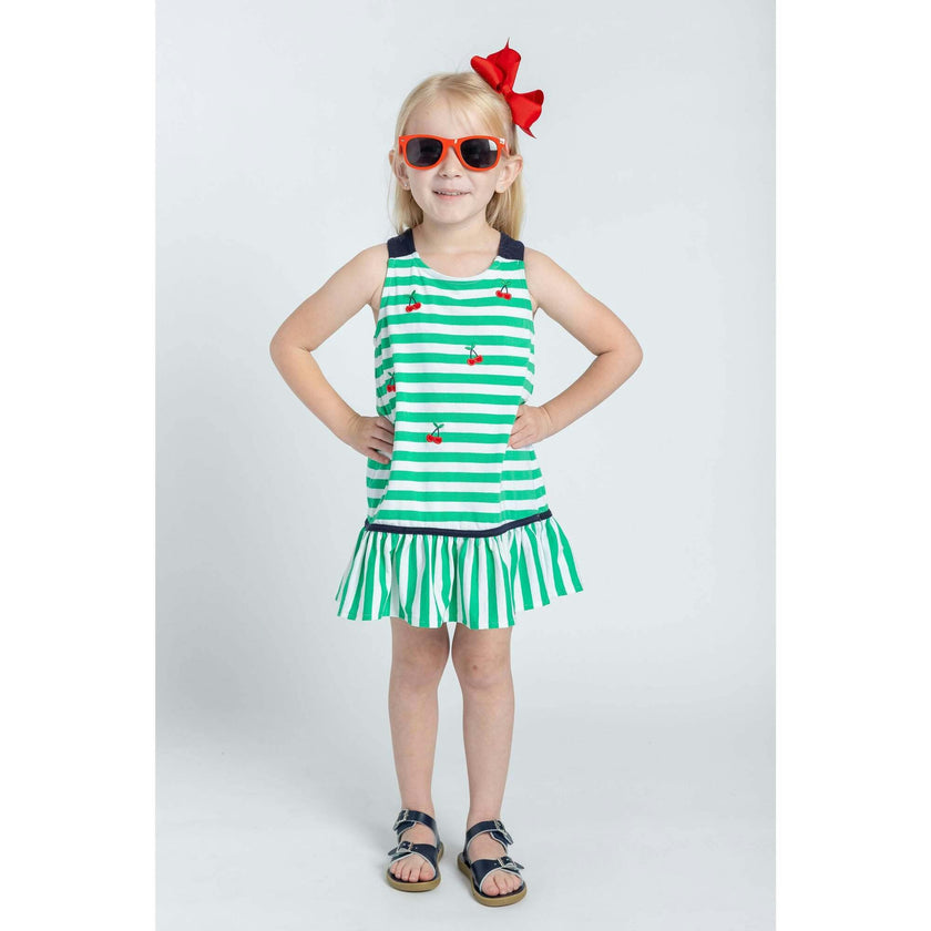 Stripe Knit Dress With Cherries