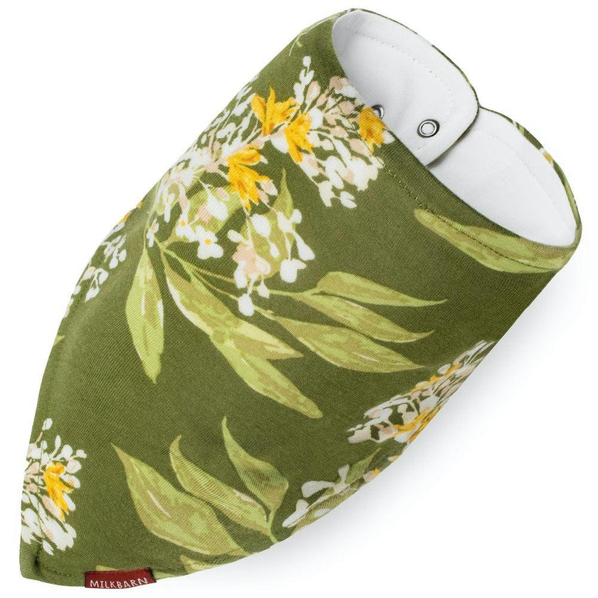 Green Floral Bamboo Three-Layer Kerchief Bib