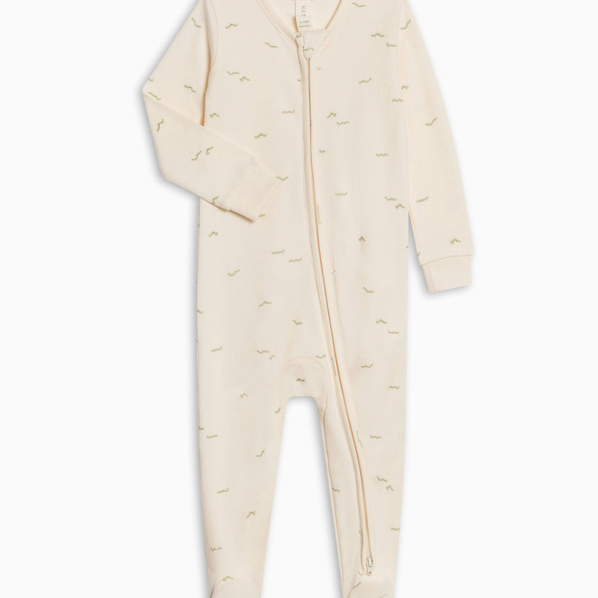 Peyton Zipper Sleeper - Caterpillar / Mint