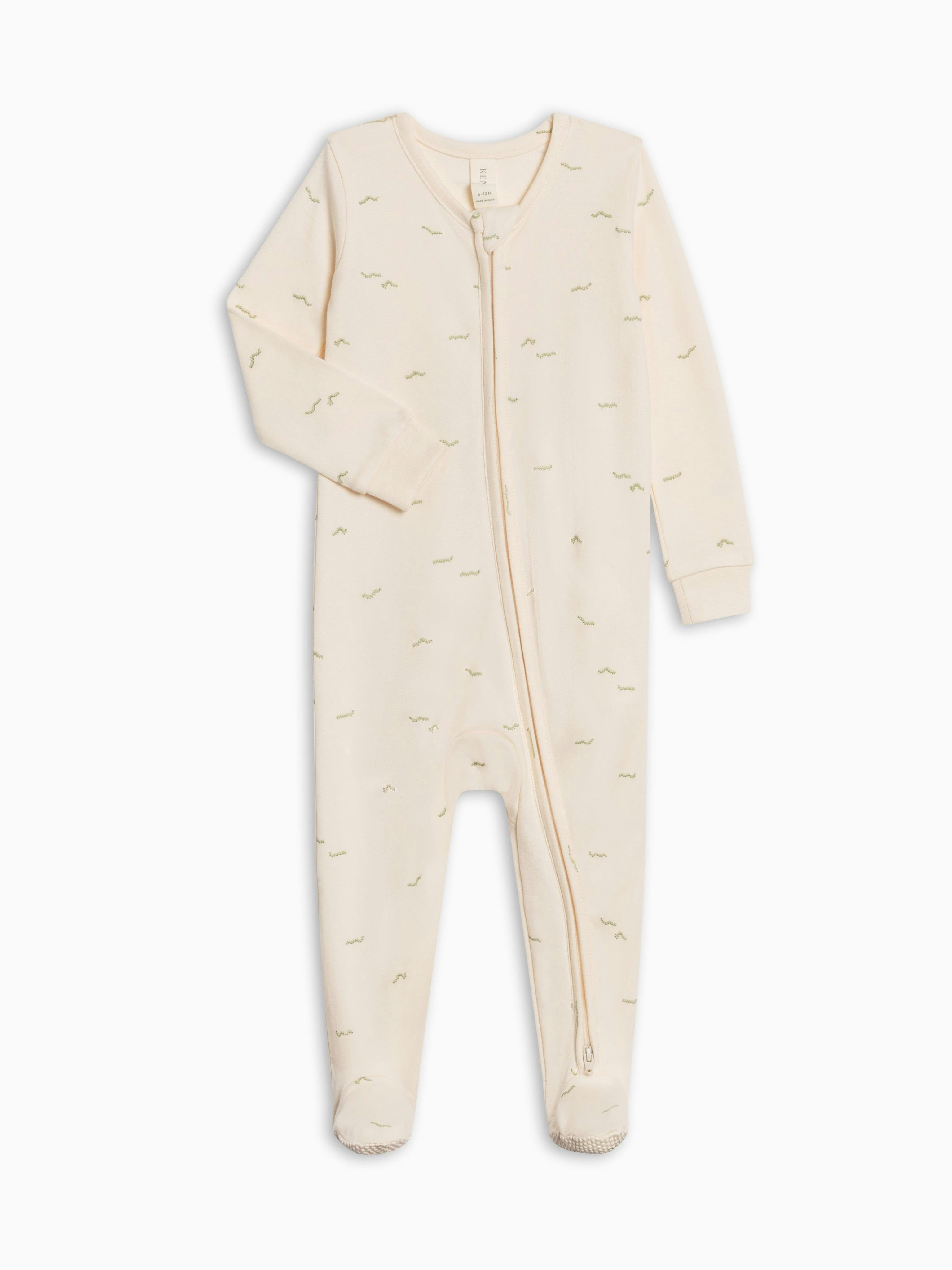 Peyton Zipper Sleeper - Caterpillar / Mint