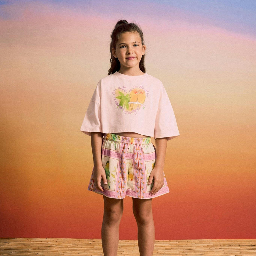 BIRDS PATCHWORK SHORTS BLUSH
