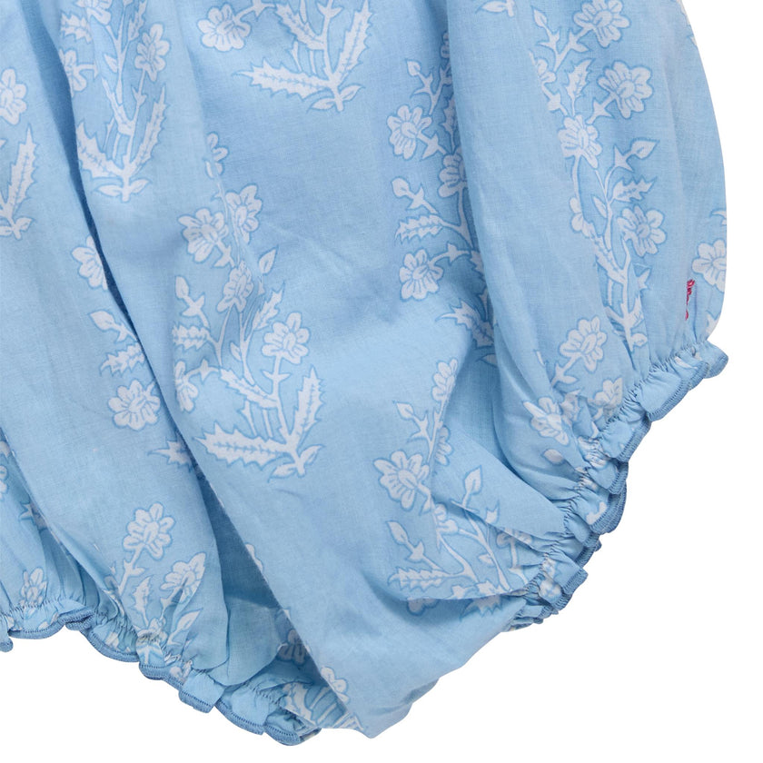 Baby Girls Harper Bubble - Blue Dewdrop Block Print