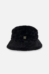 Faux Fur Bucket Hat Black