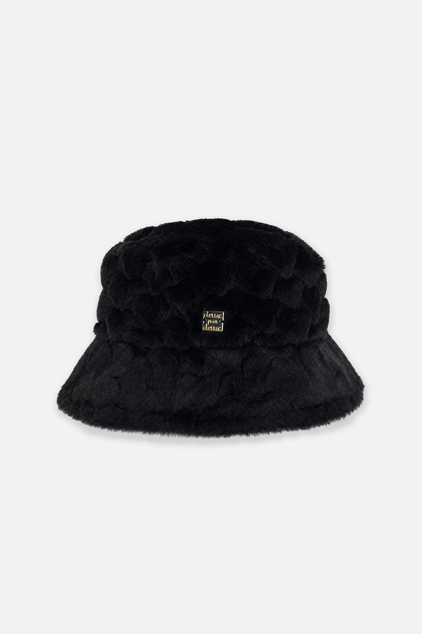 Faux Fur Bucket Hat Black