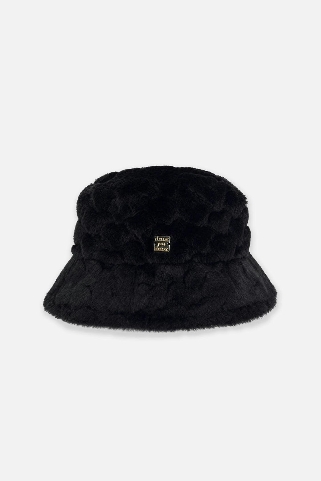 Faux Fur Bucket Hat Black