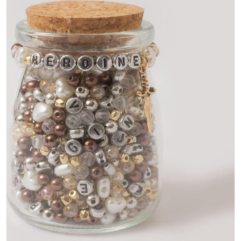 Heroine Metallic Letter Bead DIY Stretch Bracelet Kit with Dagger Charm