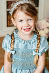Astrid Blue Taffeta Smocked Girl Dress