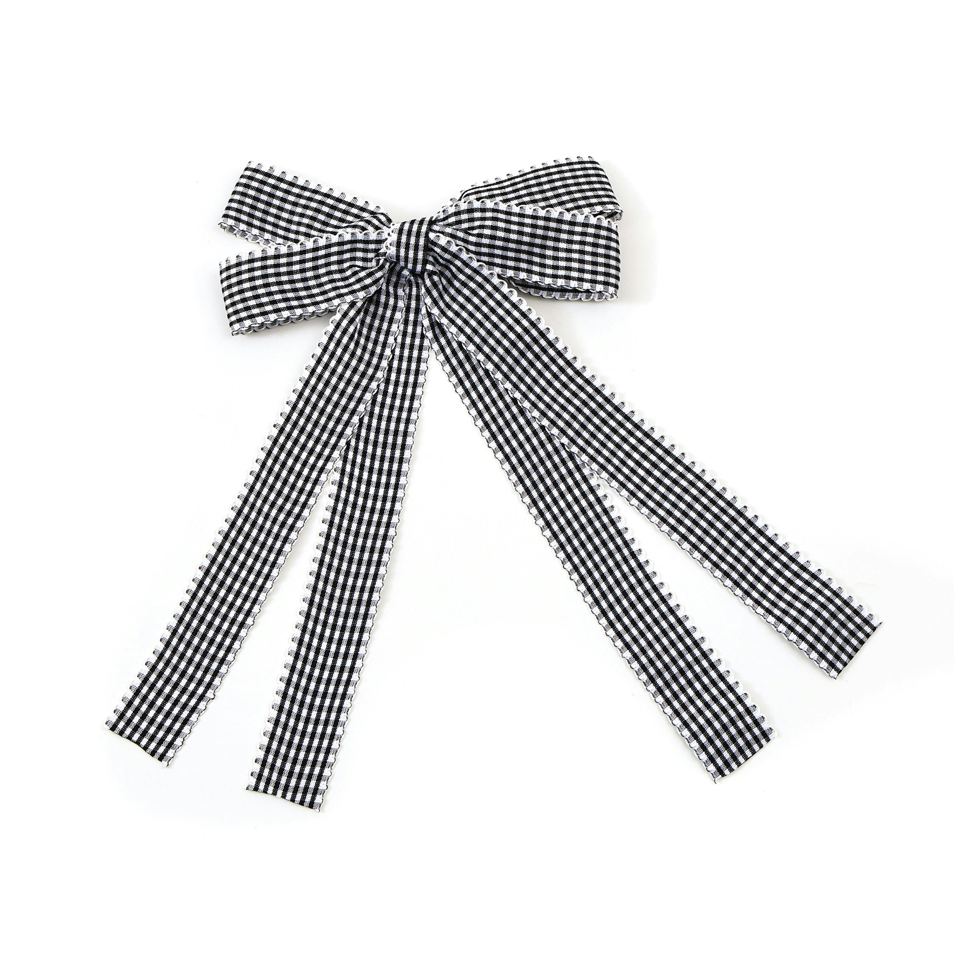 Halo Luxe Jocelyn Gingham Scalloped Bow Hair Clip - Black