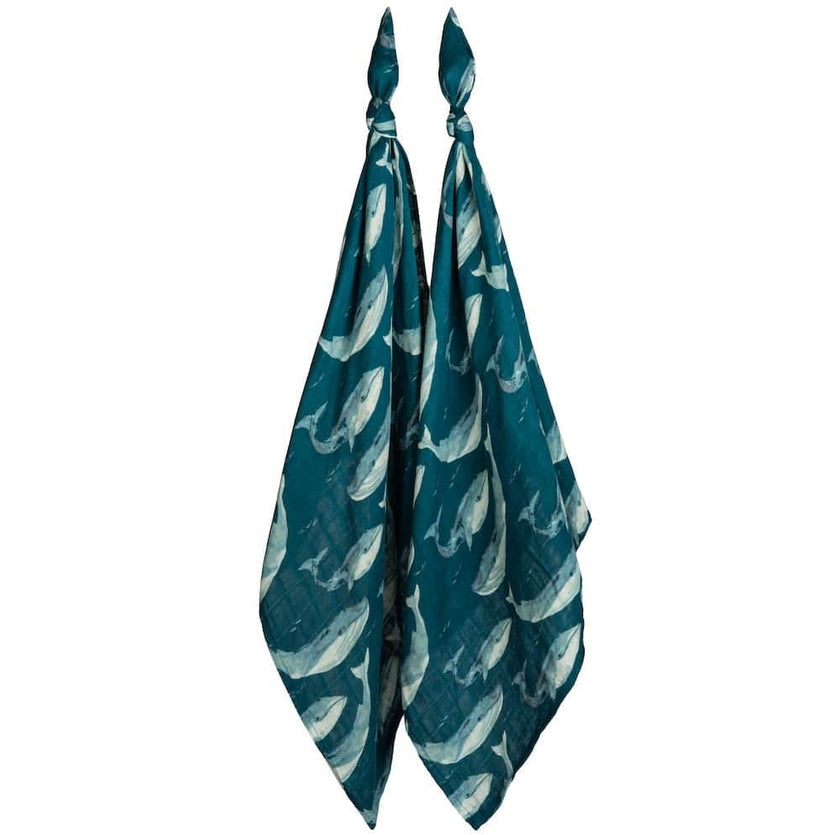 Blue Bamboo Muslin Two-Piece Burp Cloth Set
