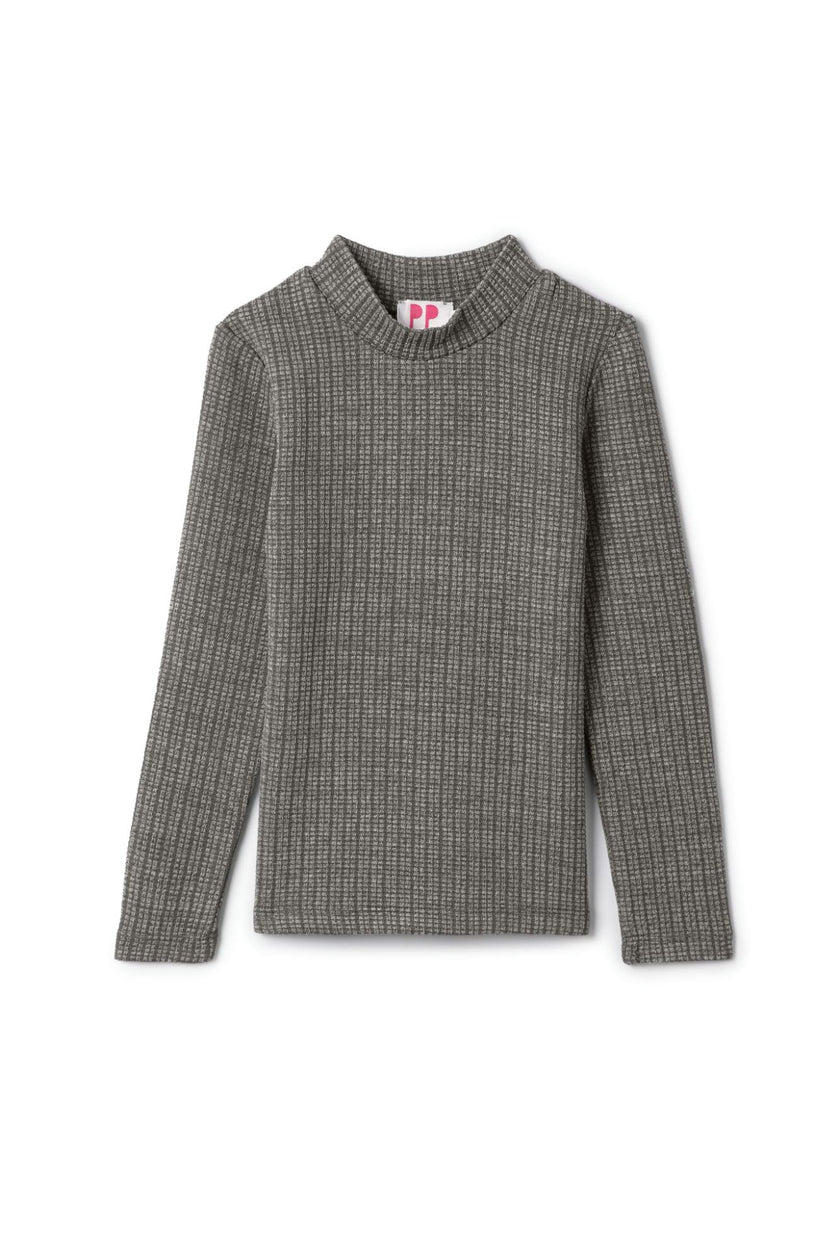 Washed Waffle Mock Neck