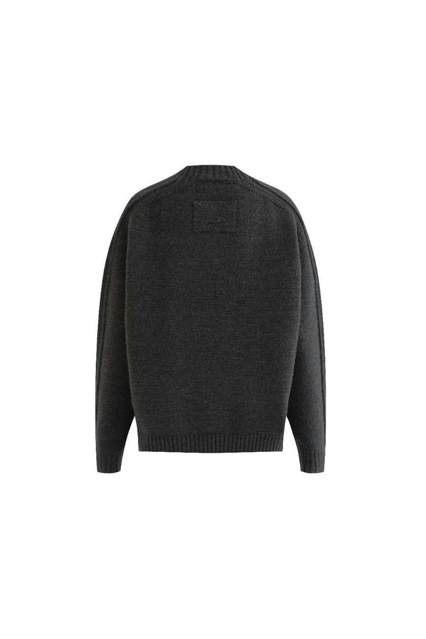 Dark Gray Ribbed Crewneck Sweater