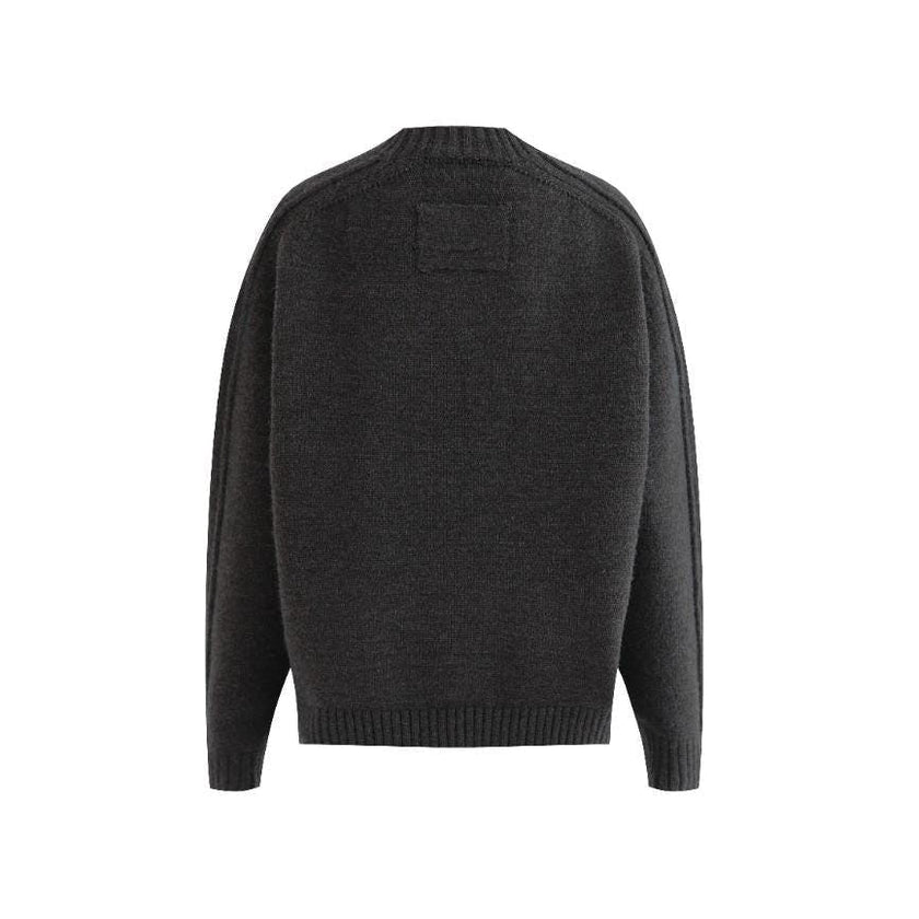 Dark Gray Ribbed Crewneck Sweater