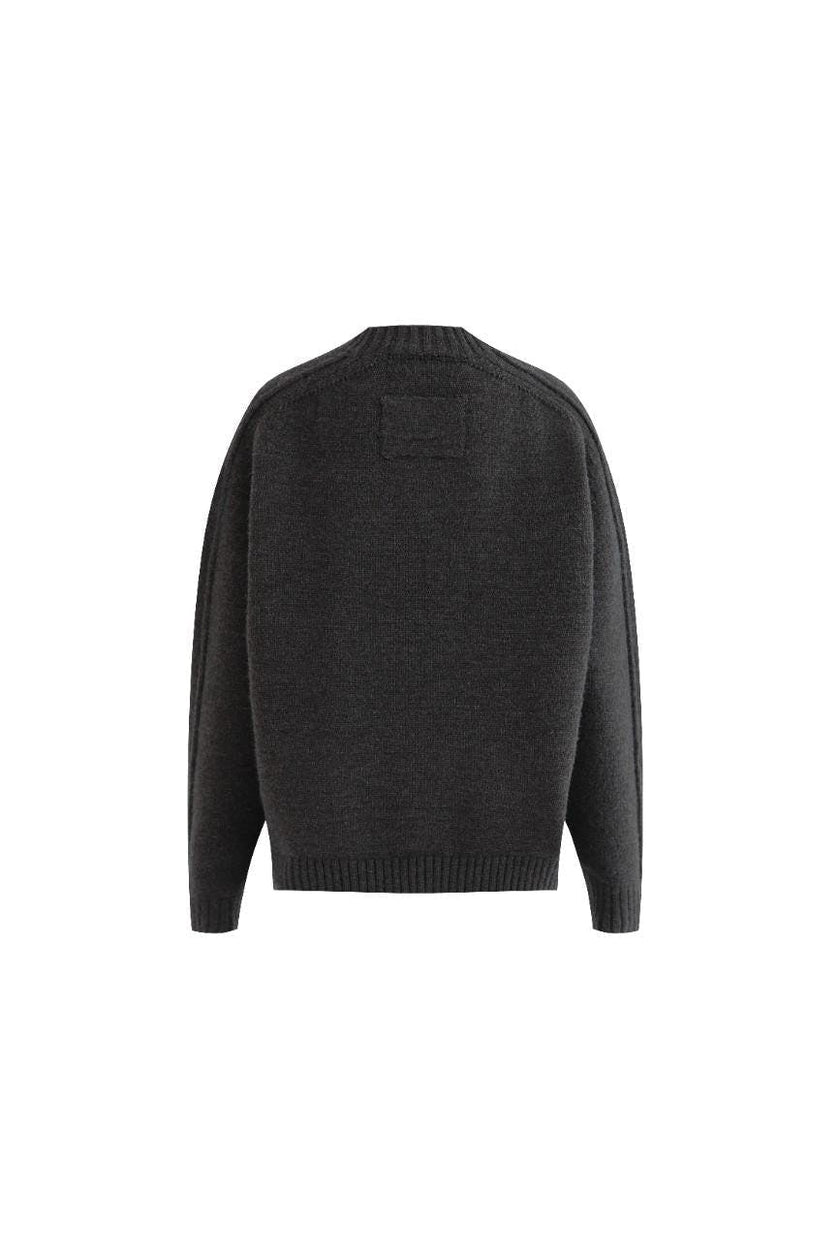 Dark Gray Ribbed Crewneck Sweater