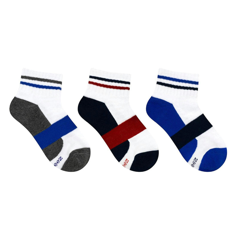 Athletic Qtr Assorted Kids 3pk Sock