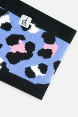 Winter Knit Neckwarmer Blue Leopard Print