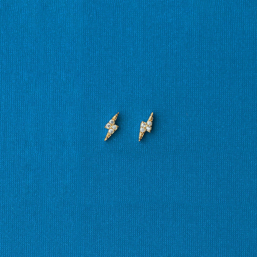 Lightning Bolt Crystal Stud Earrings