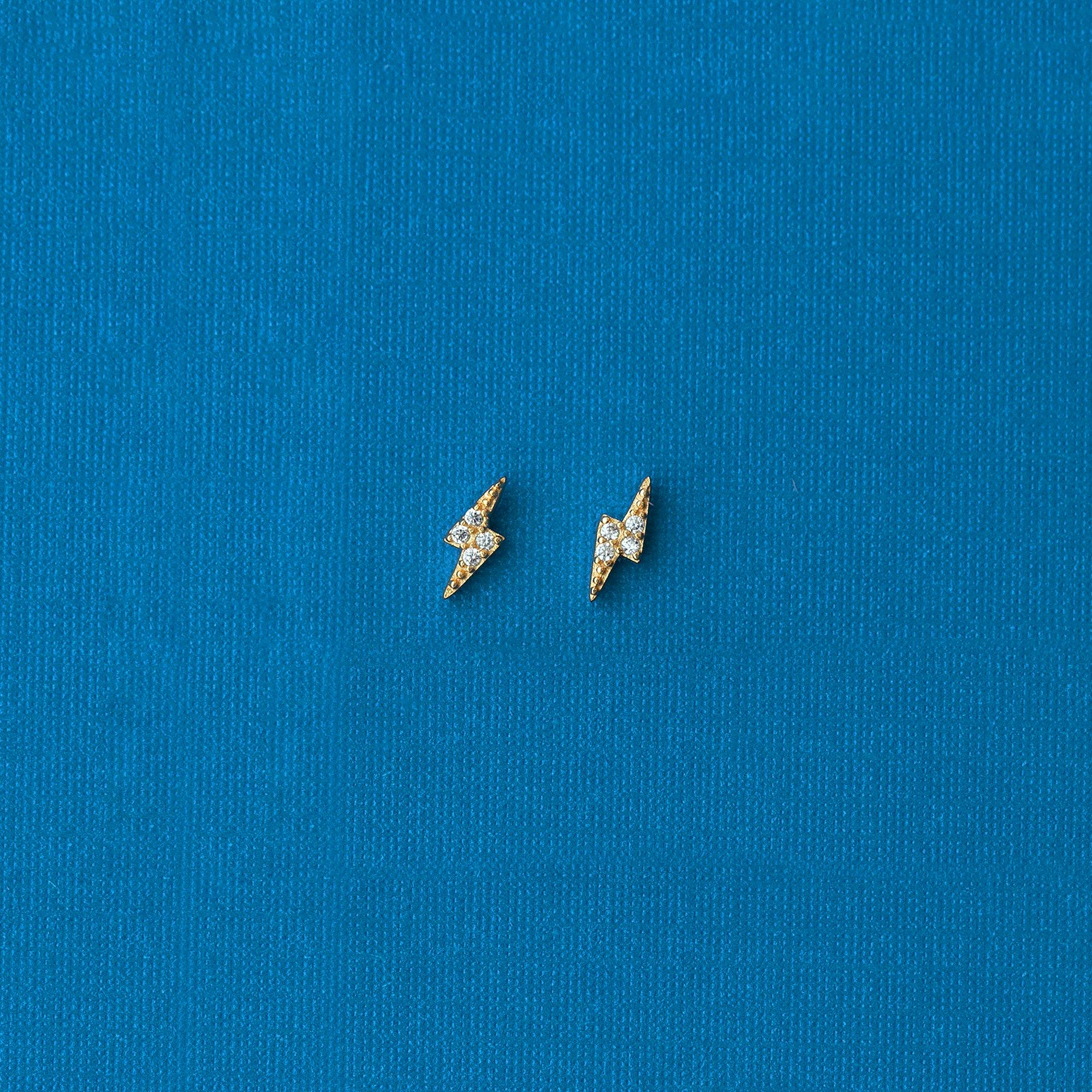 Lightning Bolt Crystal Stud Earrings