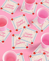Cherry Bday Napkins - 25 sprinkle napkins