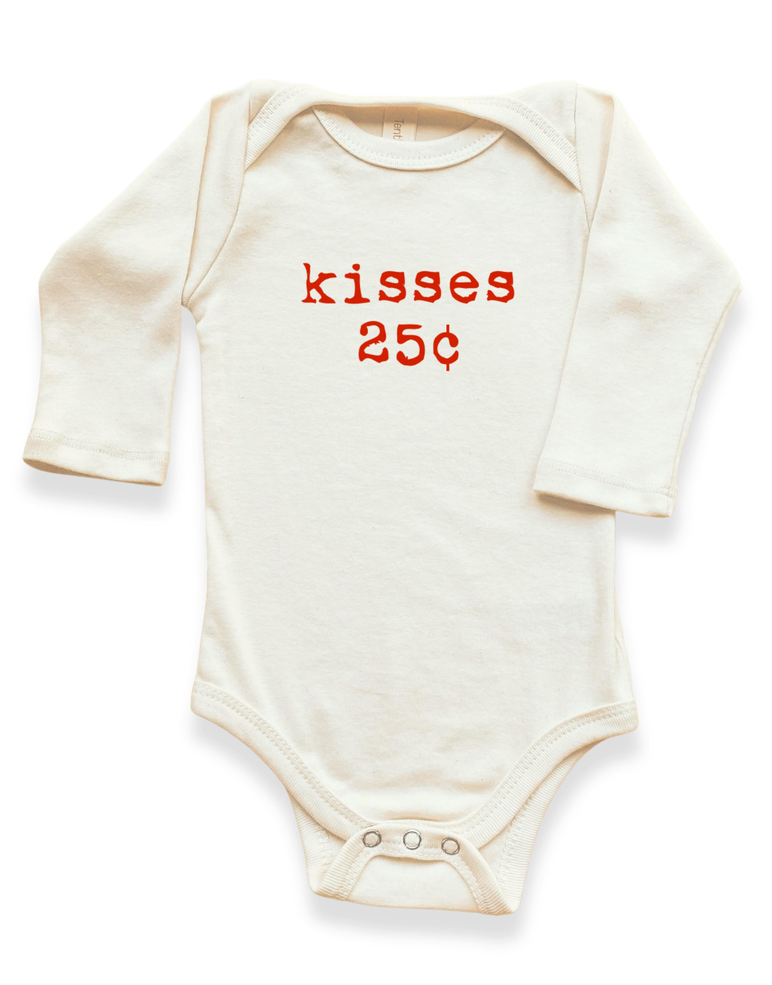 Kisses 25c Organic Baby Bodysuit Long Sleeve