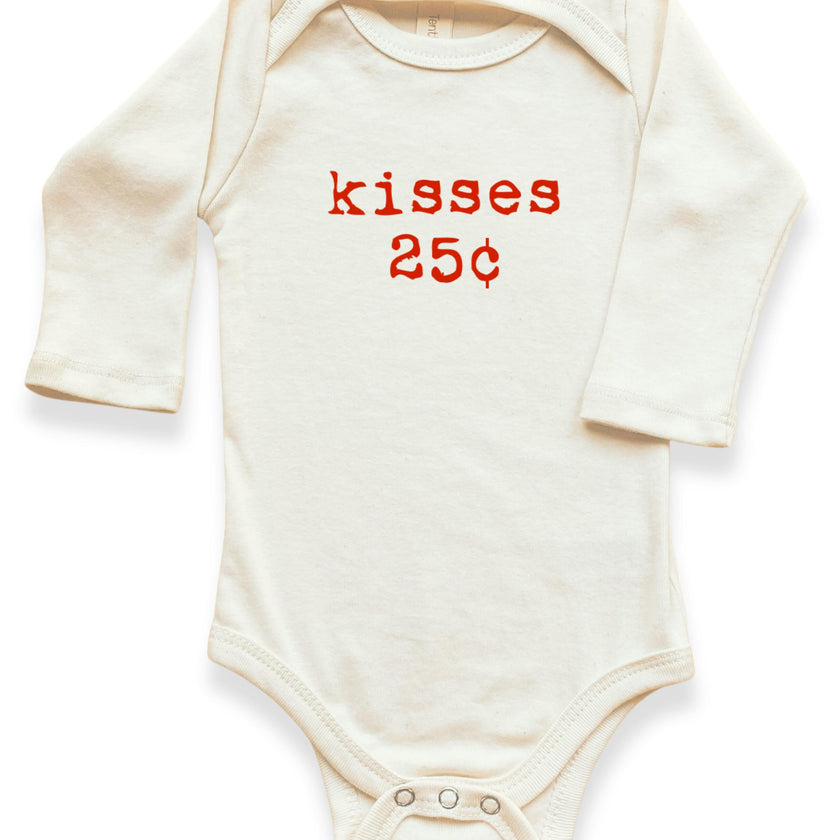 Kisses 25c Organic Baby Bodysuit Long Sleeve