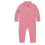 Baby Long Sleeve Polo Romper In Stripe, Stripes