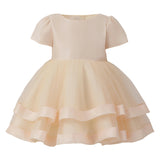 Champagne Suttona Satin Bow Dress