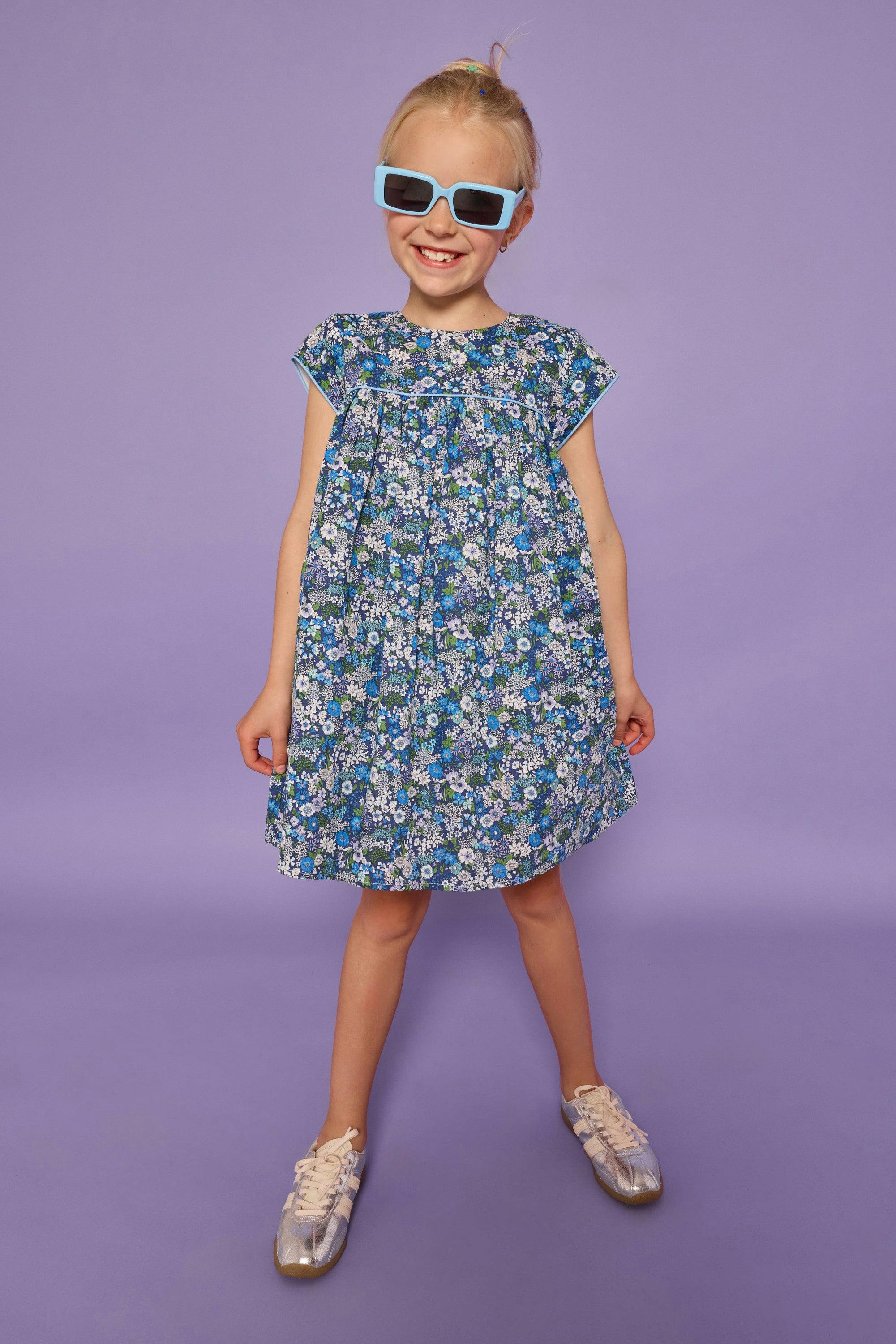 Charlotte Dress - Brookline Blossoms Blue