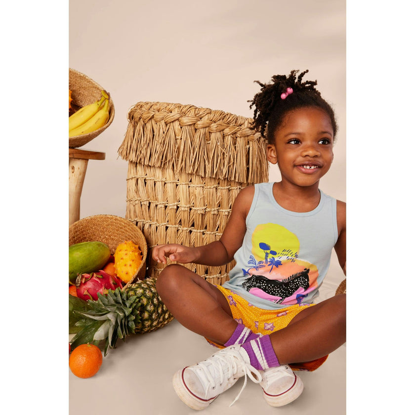 Paperbag Smocked High-Waist Mid-Thigh Shorts, Purple