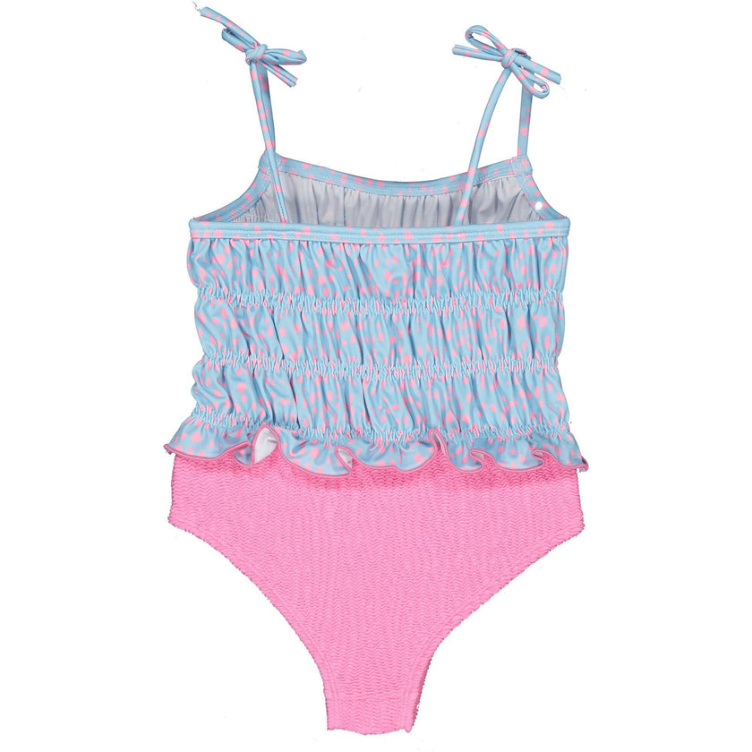 Pink Dots Smocked Swimsuit, Dots