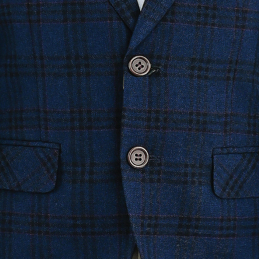 Blue Plaid Suit with Beige Accents