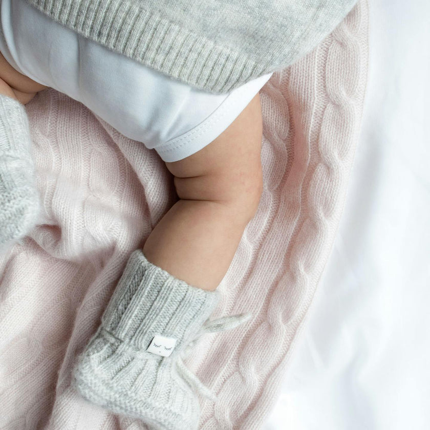 Cable Knit Cashmere Footies