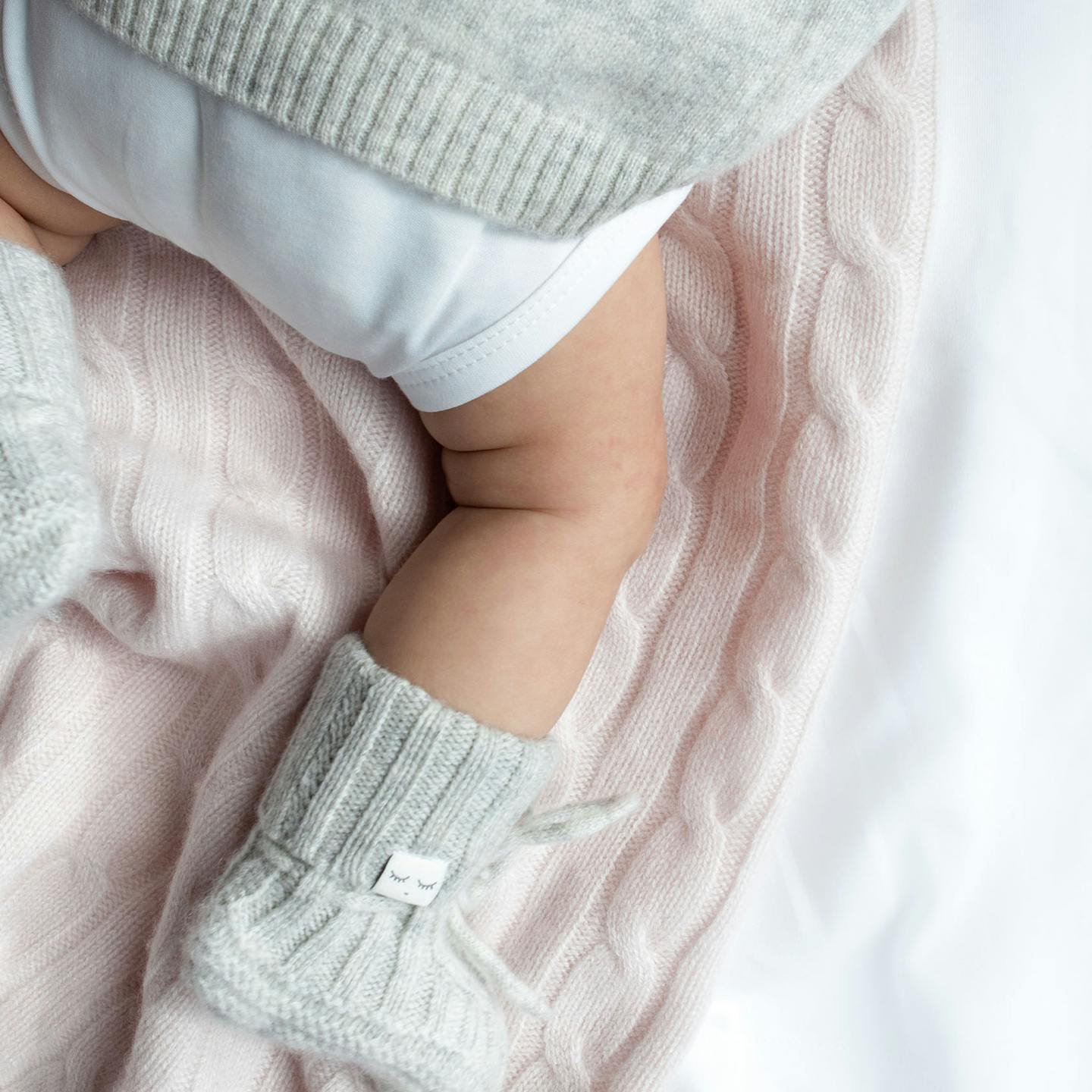 Cable Knit Cashmere Footies