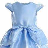 Blue Juliora Puff Sleeve Satin Dress