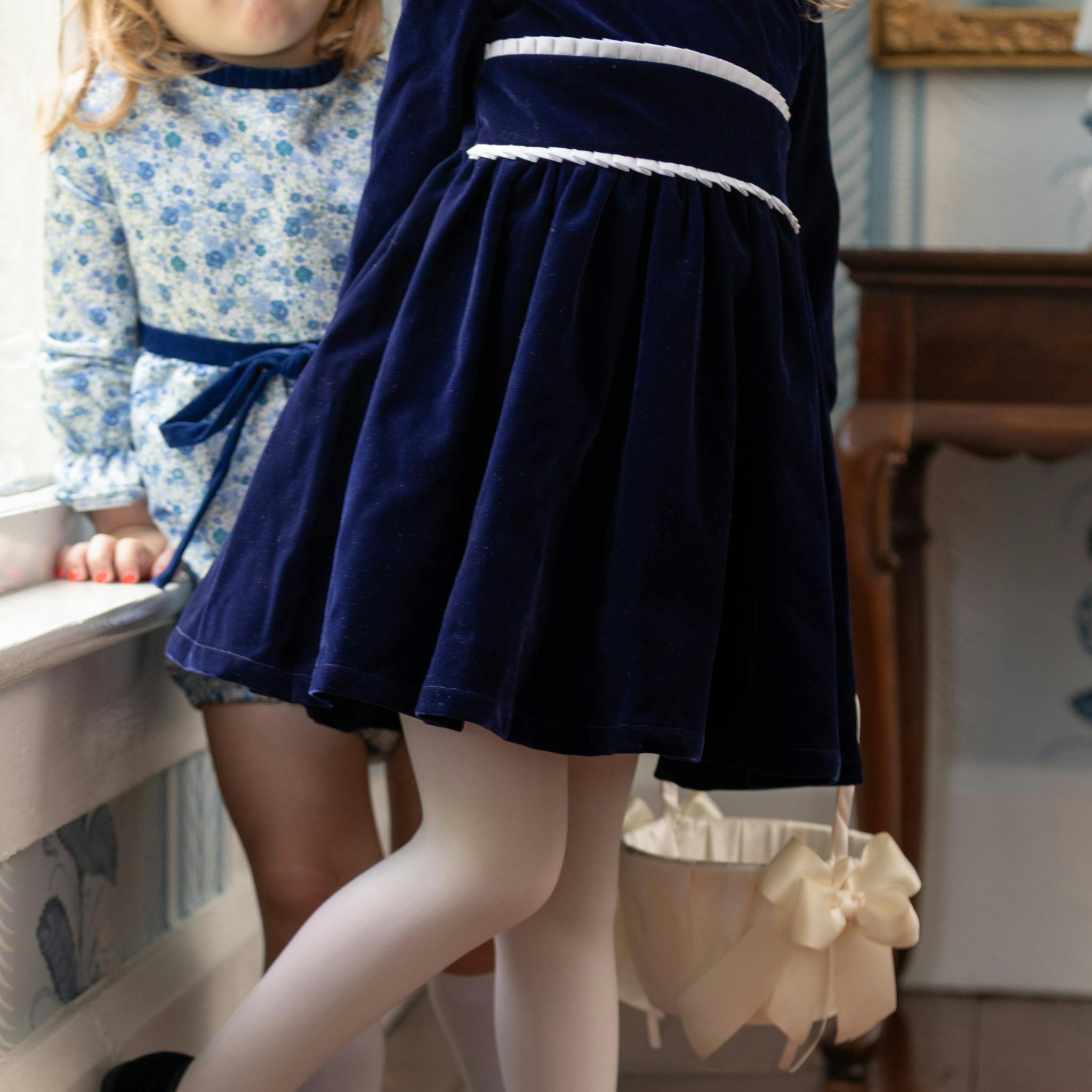 Long Sleeve Grace Dress in Midnight Blue Velvet