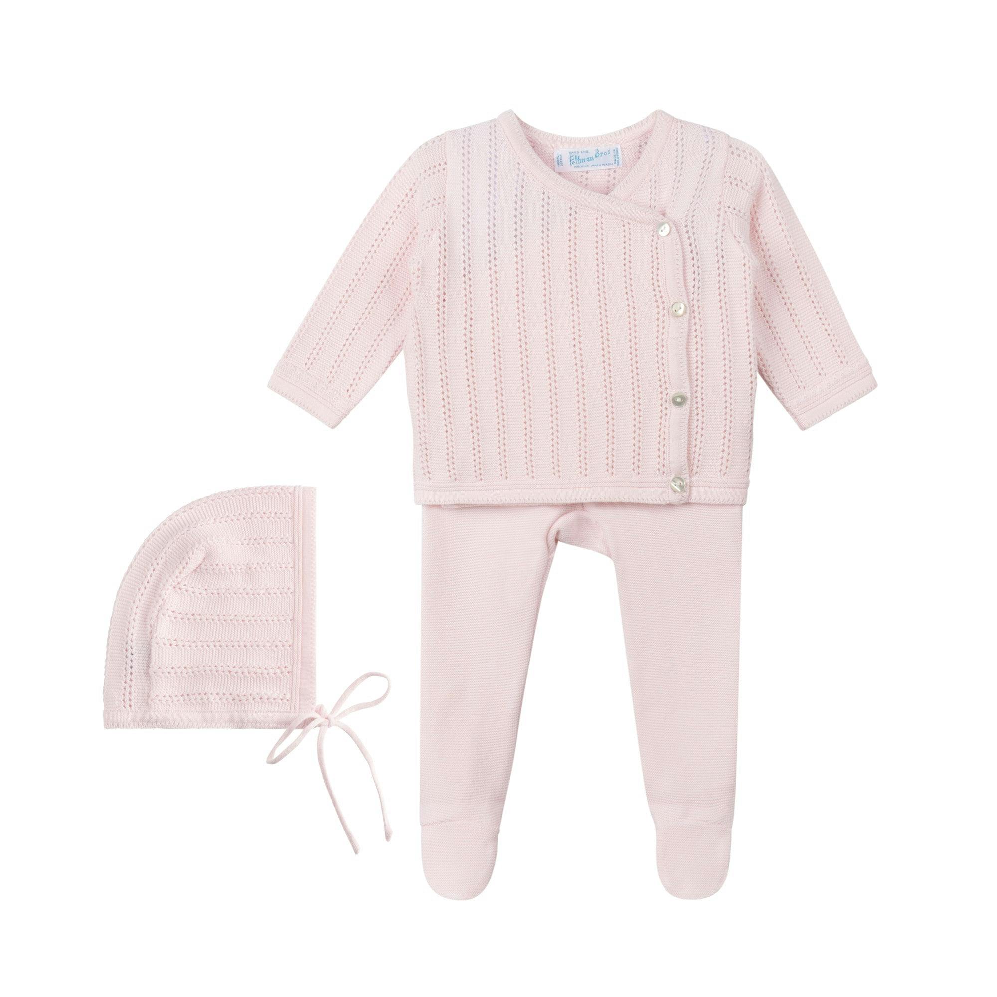 Pointelle Wrap Set with Hat Blue