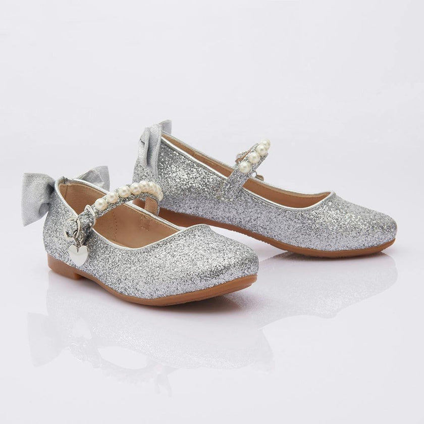 SIlver Glitter Bow Flats