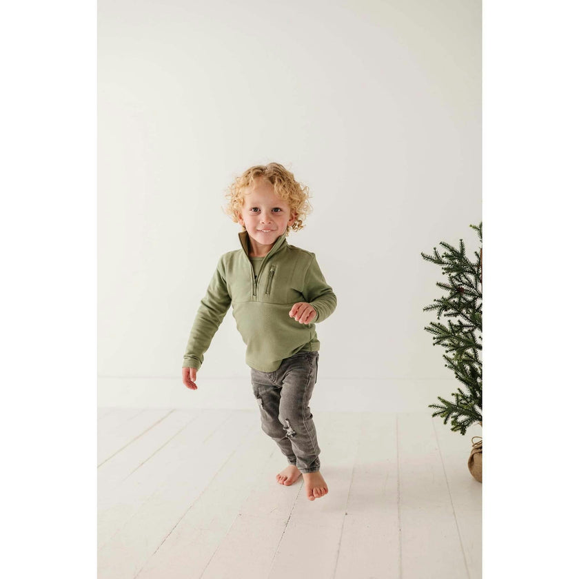 Boy's 3/4 Fleece Zip Sweatshirt