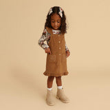 Camel Cotton Corduroy Overall Dress