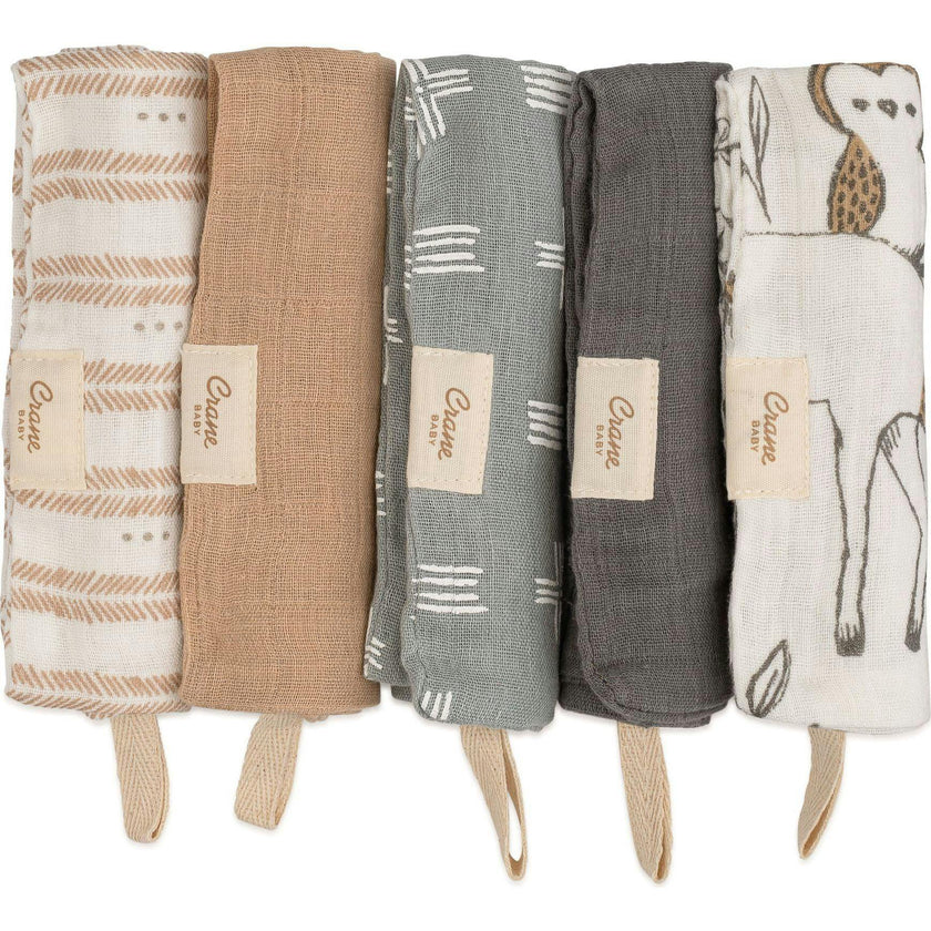 Ezra 5-pc. Cotton Baby Washcloth Set (Woodland Animal)