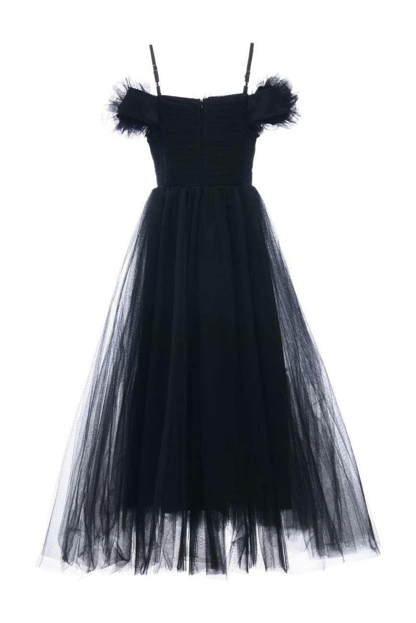 Black Lilo Floral Tulle Gown