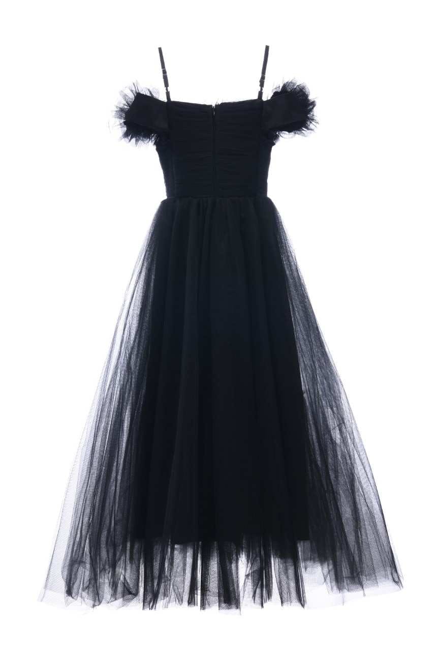 Black Lilo Floral Tulle Gown