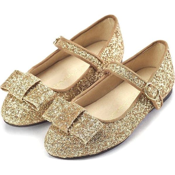 Ellen Minimalistic Bow Glitter Mary Janes