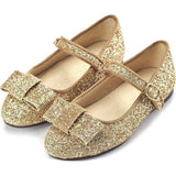 Ellen Minimalistic Bow Glitter Mary Janes