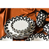 Black Arabesque Trim Scallop Salad Plate