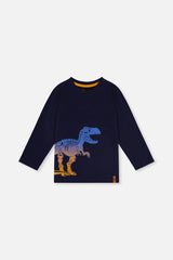 Long Sleeve Organic Cotton T-Shirt Dark Blue And Orange
