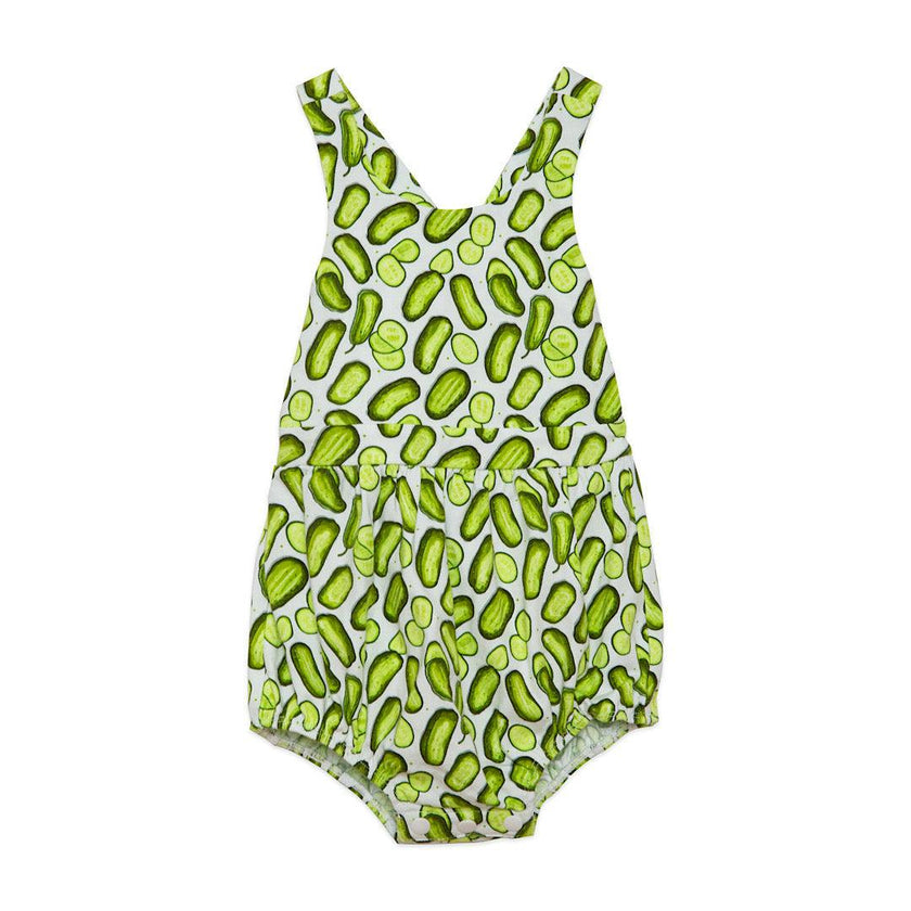 Cross Back Bubble Romper in Pickles
